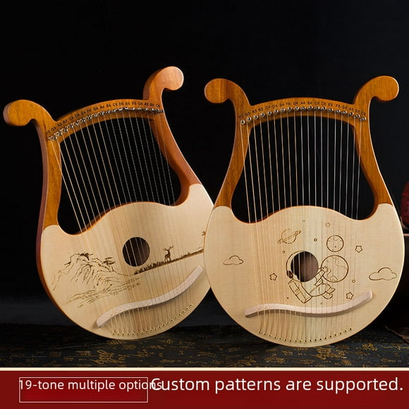 Beginner-Friendly 19-String Portable Lyre Harp: Compact Spruce Box Design for Easy Learning & Travel, Soothing Sound Musical Instrument with "Deer Accompaniment" Theme, Durable & Versatile for