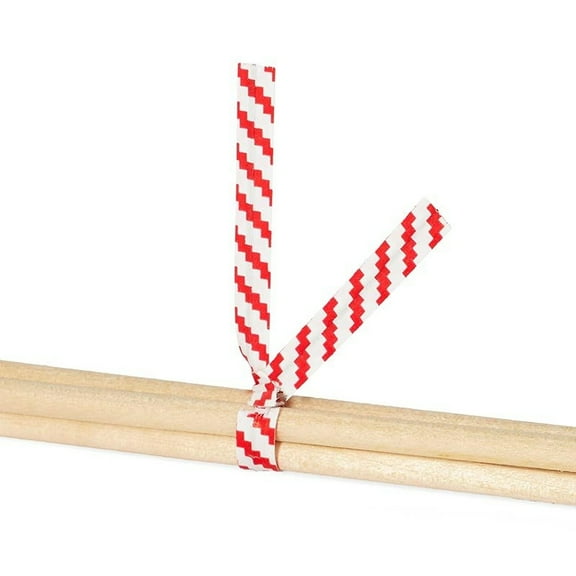 Red/White Paper Twist Ties - 4 Inches Long x 3/16 Inches Wide - 100/Pack