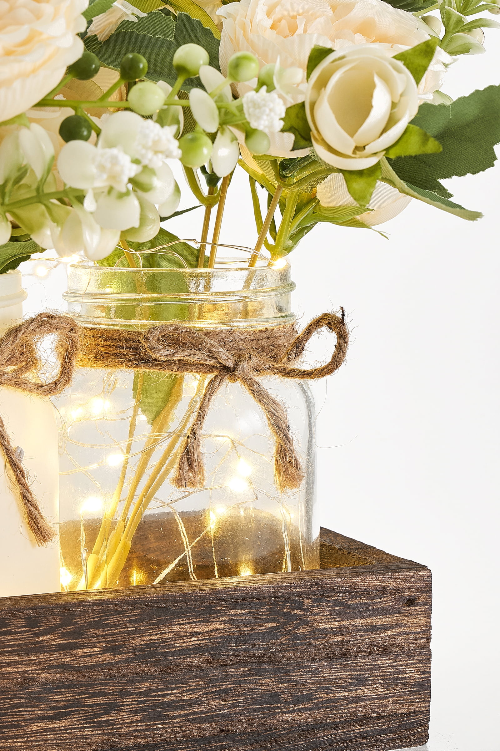 Mkono Farmhouse Mason Jar Table Lights Centerpiece
