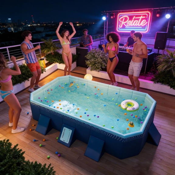 SESSLIFE Foldable Swimming Pool, Non-Inflatable Portable Pool,Inflatable-Free and Durable with Triangle Support , Foldable Storage, Easy Setup, 83" × 54" × 20"