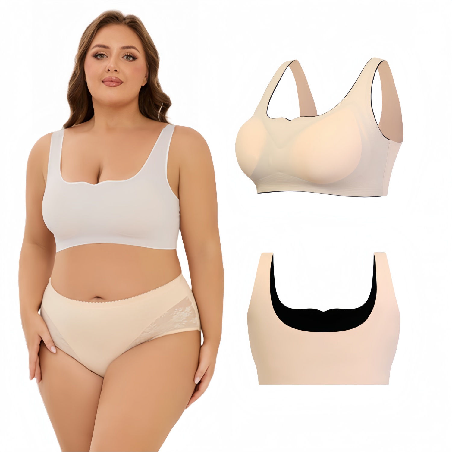 Women's Wire-Free Sleep Bra 3-Pack, U-Back, Super Stretchy for Night Comfort S-XL
