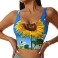 thumbnail image 1 of Fotbe Blue Sky Sunflower Sujetador Deportivo Largo sin Aros para Mujer con Almohadillas y Soporte Medio, Transpirable y Absorbente, Camiseta Tipo Chaleco o Tank Top-Large, 1 of 8