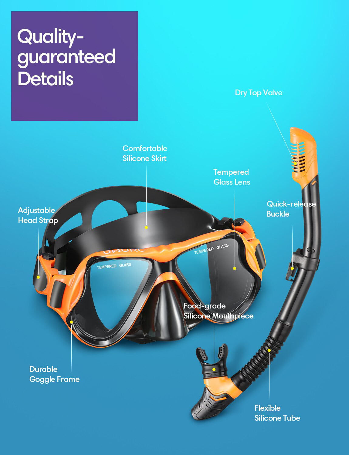 OMORC Dry Top Snorkel Set, Snorkel Gear for Parent and Child, Snorkeling  Diving Mask - Walmart.com