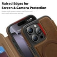 thumbnail image 5 of For iPhone 16 Pro Magnetic Phone Case,Compatible with Mag-safe,Built-in RFID Blocking Card Slots,Premium PU Leather Flip Shockproof Anti-fall Rugged Thin Fit Phone Case,Coffee, 5 of 9