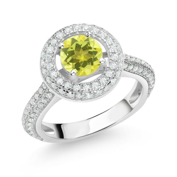 Gem Stone King 925 Sterling Silver Engagement Ring for Women Set with Mystic Topaz and Moissanite (1.61 Cttw)