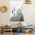 thumbnail image 2 of Ferris Wheel Tapestry, Fun and Amusement Park Silhouette with City Skyline in Greyscale, Wall Hanging for Bedroom Living Room Dorm Decor, 60W X 80L Inches, Grey Pale Grey and White, by Ambesonne, 2 of 5