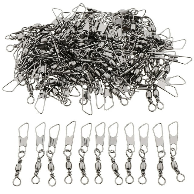 100 Uds. Broches giratorios de pesca, anillos sólidos a presión de seguridad giratorios de barril rodante 6A kusrkot Eslabones giratorios de cojinetes de bolas de pesca