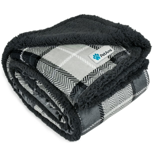 PetAmi Dog Blanket, Plaid Sherpa Dog Blanket | Plush ...