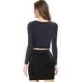 thumbnail image 6 of INSPIRE CHIC Women's Glitter Top Twist Fitted Long Sleeve Cutout Party Cropped Sparkly Tops S Dark Blue, 6 of 9