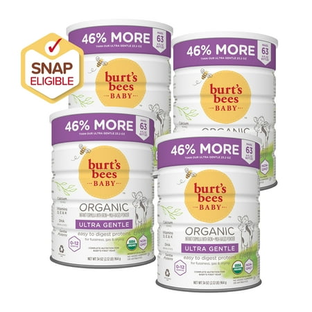 Burt’s Bees Organic Infant Formula with Iron, Reduced Lactose, Ultra Gentle, 34 oz.