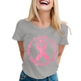 thumbnail image 1 of T-shirt à Manches Courtes Imprimé Lettres Col Rond Cancer du Sein Décontracté à la Mode pour Femmes Taille 4, 1 of 4