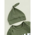 thumbnail image 6 of Elippeo Baby Boy Bodysuits Letter Embroidered Ribbed Long Sleeve Round Neck Fall Jumpsuits Hat Outfits 3 6 12 18 Months, 6 of 8