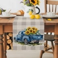 thumbnail image 5 of Table Runner Blue Truck Yellow Sunflowers Table Decoration for Kitchen Dinning Grey Check Table Decoration for Indoor Outdoor Party Wedding Decor 13x72 Inch, 5 of 7