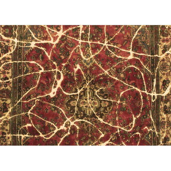 Ahgly Company Indoor Rectangle Abstract Brown Modern Area Rugs, 2' x 5'