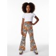 thumbnail image 4 of Girls Flared Wide Leg Digital Print Pants, Casual Bell Bottom Trousers for Kids, Slim Fit Autumn Spring Summer Wear, Ages 4-13, 4 of 6