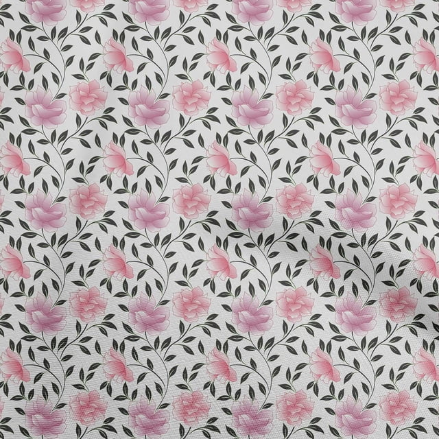 oneOone Tissu Polyester Spandex Rose Tissu à Fleurs pour Robe Tissu Imprimé au Mètre 56 Pouces de Large