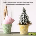 thumbnail image 2 of ZheElen Ceramic Flower Pot Planter Flowerpot Round Embossed Pattern Succulent Yellow, 2 of 6