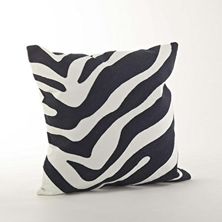 - Crewel Work Zebra Patterned Decorative Down Filled Throw Pilow (Navy blue)