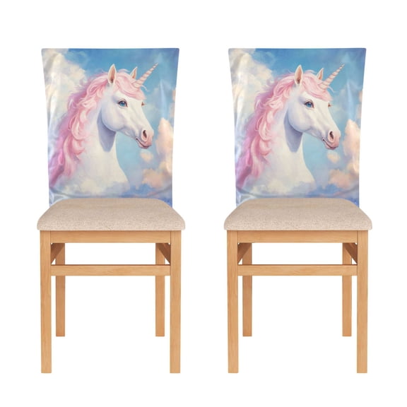 Decorative Chair Back Cover One Size x2 Chair Cover Dining Chair Slipcovers Chair Back Decoration Festival Chair Decoration Pink Unicorn