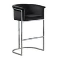 thumbnail image 1 of Tabouret de Bar en Velours Noir (Unité) avec Base en Métal Chromé Argenté, 1 of 3