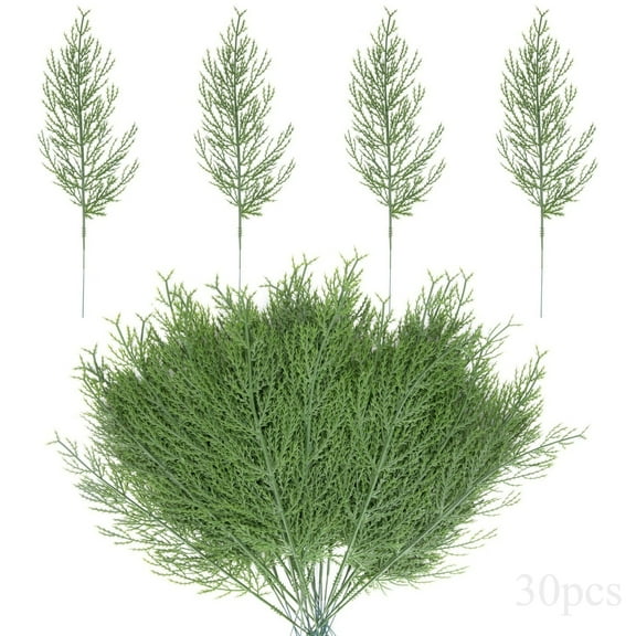 Artificial Pine Branches Christmas Greenery 30pcs Faux Pine Stems for Home Decoration（13.78in）