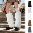 thumbnail image 3 of Women's Christmas Fuzzy Leg Warmers 12 Inch, Thick Plush Boot Covers for Winter, Stretchy Footless Stockings for Holiday Parties, Soft Warm Leg Sleeves in 5 Colors for Cold Weather, 3 of 7