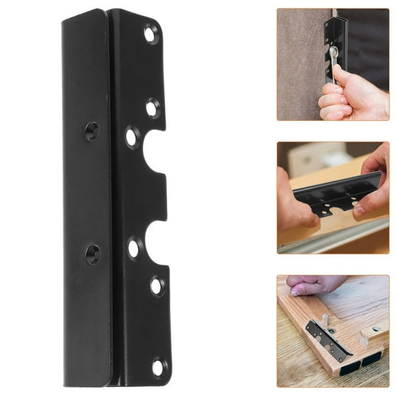 Worgeous Electrophoretic Coating Bed Frame Brackets Black 4Pcs 6.0X1.3X1.2In