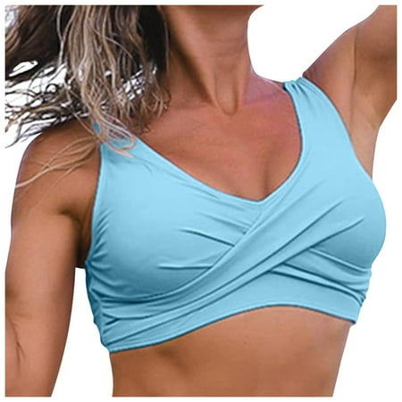 CAIVO Women Swimwear Front Bikini Top V-Neck Push Up Padded Swimsuit Top Swimsuit Breathable Beach Vacation Summer Swim Wear