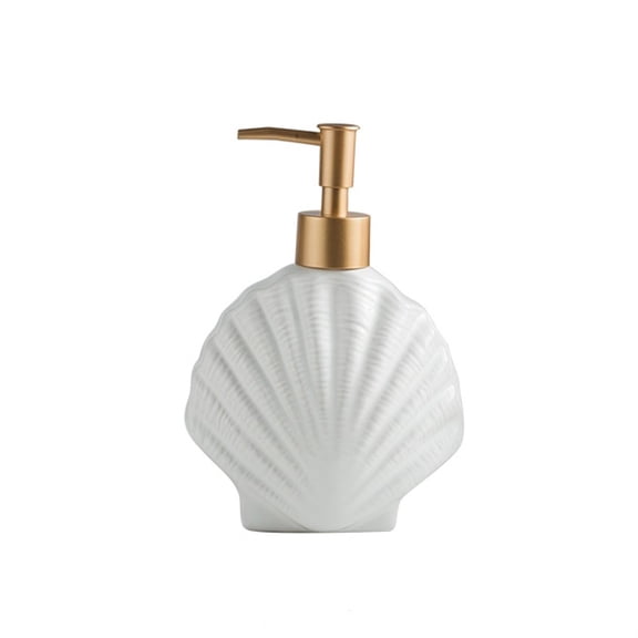 White Ceramics Soap Bottle Lotion Bottle Elegant Starfish/Shell Shape Soap Dispenser with Stainless Pump