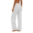 thumbnail image 4 of Wutalume Women's Casual Lightweight Linen Pants - with Drawstring Waist and Pockets, Loose Trousers for Summer, Beach, Travel, Breathable Airy Fabric, Perfect Summer Pants for Women,White XL, 4 of 6