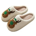 thumbnail image 1 of Felpa Cálidas Sin Cordones Cómodas Casa Zapatos Plataforma Invierno Ciervos Navidad Antideslizantes Mujeres Hombres para Regalo, 1 of 9