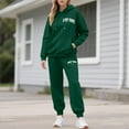 thumbnail image 2 of Drie Hoodie Set Womens Fleece 2 Piece Outfits Sweatsuit Crop Hooded Pullover Sweatshirt Top Jogger Sweatpants Tracksuits Set Dark Green,M, 2 of 6