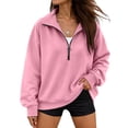 thumbnail image 2 of longantii Quarter Zip Pullover for Women Mock Neck Long Sleeve Sweatshirt Solid Color Oversized 1/4 Zip Athletic Basic Tops for Daily Office Wear, 2 of 6