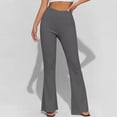 thumbnail image 5 of Women's Bell Bottom Pants High Elastic Waist Trousers Solid Full Length Fitness Pants Pull On Athletic Pants for Yoga Pilates Running Dark Gray XL, 5 of 9