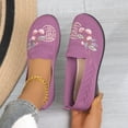 thumbnail image 4 of IEMIEMIEM Orthopedic Dress Shoes for Women Arch Support Flower Embroidered Non Slip Slip on Work Shoes Wide Width Knitted Mesh Stretch Volleyball Shoes Comfortable 2026 Foam Shoes Purple 9 Wide, 4 of 6