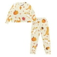 thumbnail image 4 of Yuyamidu 2 Piece Pumpkin Pajamas for Women Softness Long Sleeve Sleepwear Set Cute Cat Fall Nightwear Thanksgiving Scoop Neck Sleepwear Size L Indoor Pullover Outfits, 4 of 7