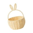 thumbnail image 1 of Cesta de almacenamiento tejida, cesta de mano con orejas de conejo, cesta de comestibles hecha a mano, cesta de picnic para huevos de Pascua, regalos Amarillo, 1 of 8