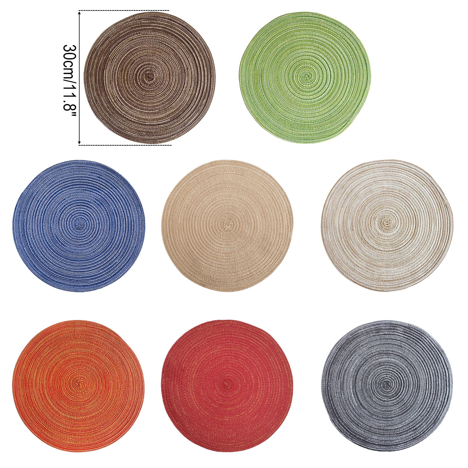 Round Placemats Set of 10, 12-in Washable Woven Placemats for Kitchen Dining Table, Table Placemats