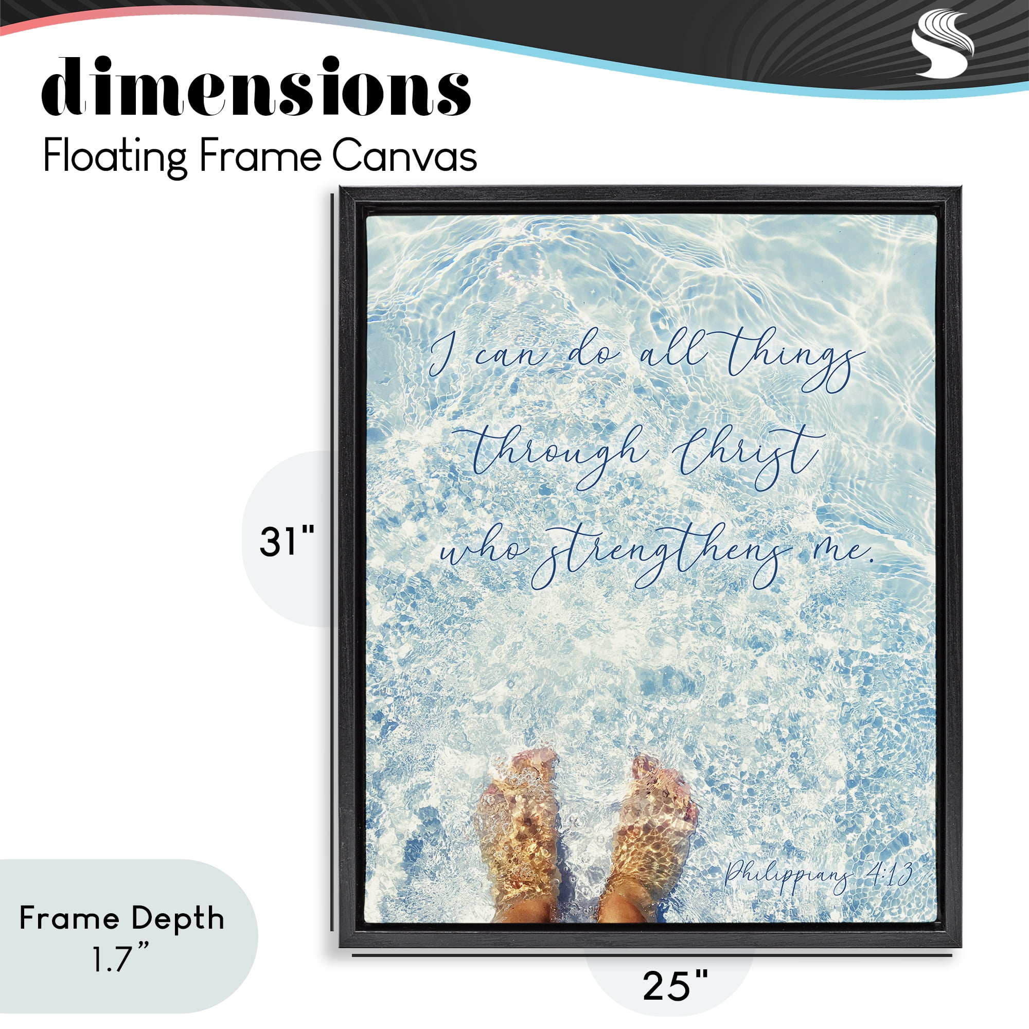 Stupell Industries I Can Do All Things Black Framed Floater Canvas Wall Art, design by Sarah Jane