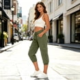 thumbnail image 6 of Lpmadey Women's Cotton Cargo Pants, Elastic Drawstring Waist Jogger Capris, Summer Outdoor Hiking Casual Cropped Pants, 6 of 7