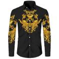 thumbnail image 1 of Camisas con estampado 3D de león dorado para hombre, Tops de manga larga con cuello vuelto y botones, ropa de calle de estilo barroco a la moda, 1 of 4