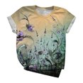 thumbnail image 1 of Gibobby Camisetas de verano para mujer Camiseta manga corta con cuello redondo y estampado floral para mujer(Azul claro,M), 1 of 3