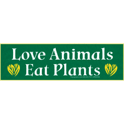 Love Animals Eat Plants Small Environmental Awareness Bumper Magnet for Vehicles, Cars, Autos, Refrigerators, Magnetic Surfaces