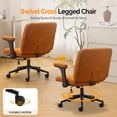 thumbnail image 4 of Ktaxon Office Chair, Flip-Top Armrest Desk Chair on Metal Star Base, Starry Chenille Vanity Chair with Adjustable Height & Swivel Wheels Orange, 4 of 8