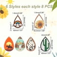 thumbnail image 2 of Colorful 48 Pcs Wood Teardrop Big Charms 6 Styles Single Face Printed Hollow Wood Pride Charms Rainbow Desert Sunflower Wooden Pieces Pendants for Earrings Jewelry Making Craft, 2 of 5
