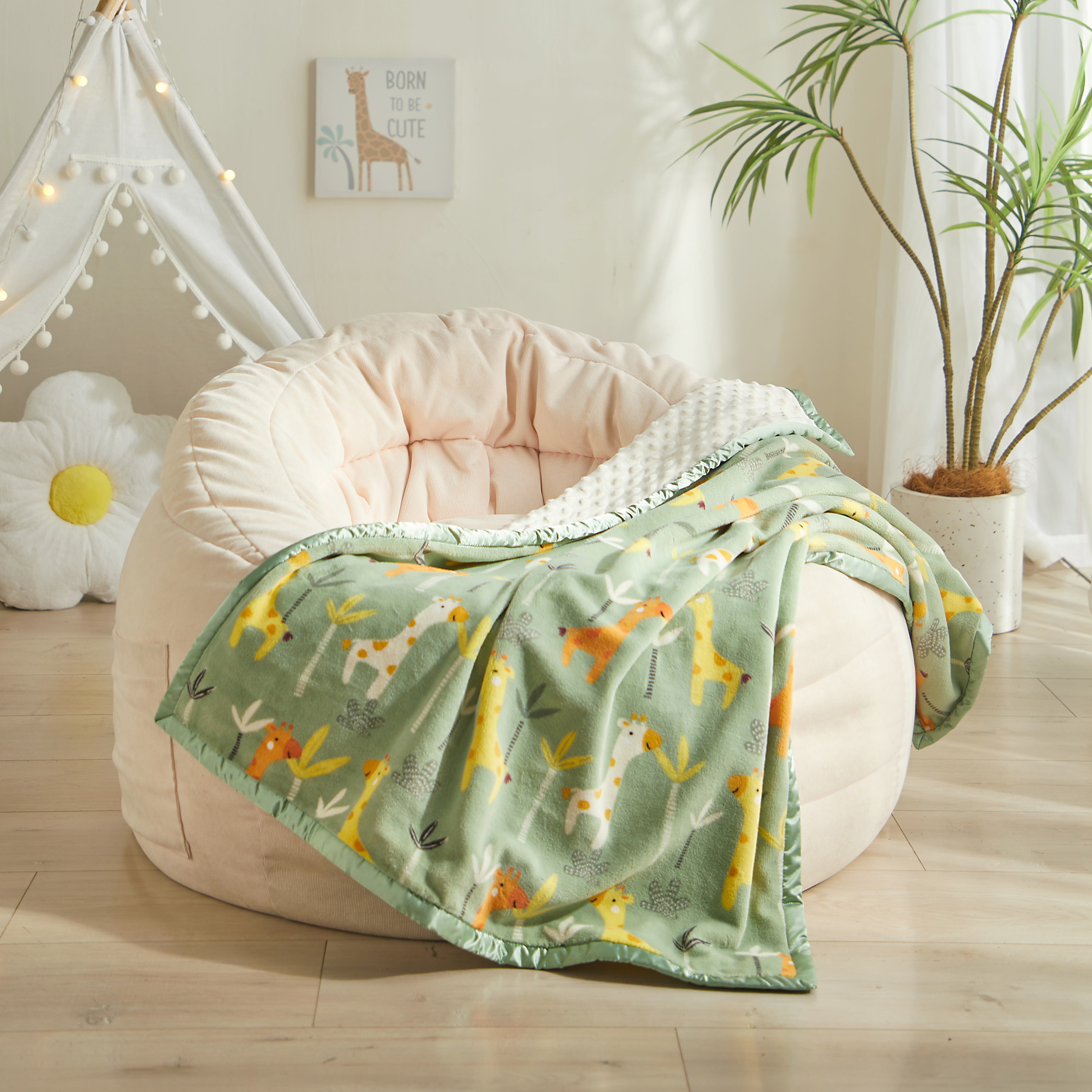 Parent's Choice Plush Reversible Safari Unisex Polyester Baby Blanket, 30 in x 40 in