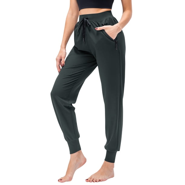 Pantalones de chándal de mujer con bolsillos con cordón elástico de cintura alta sueltos