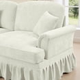 thumbnail image 6 of Modular L Shaped Sectional Couch with Ottoman, Chaise Lounge Sofa with Removable Ruffles Pleats Skirts, 3-Seat Deep Seat Sofa for Living Room, Beige, 6 of 7