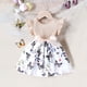 thumbnail image 2 of Odeerbi Niñas Algodón Rib Knit Floral Vestidos Verano Ruffle Manga Arco Princesa Vestido Niños Impreso Sin Mangas Cuello Redondo Rodilla Vestido, 2 of 5