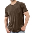 thumbnail image 2 of LWavelet Distressed Pocket Men's Short Sleeve T-Shirt Soft Ideal for Summer Casual and Leisure Wear Brown 3XL, 2 of 6